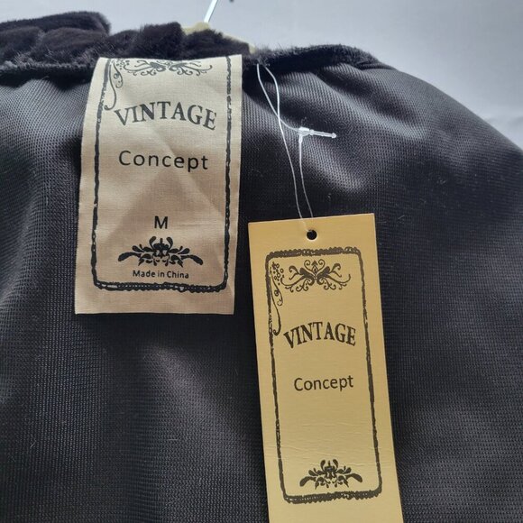 Vintage Concepts Faux Fur Poncho Cape Coat–Plush Ribbed Design, Black (Size M - Picture 4 of 12